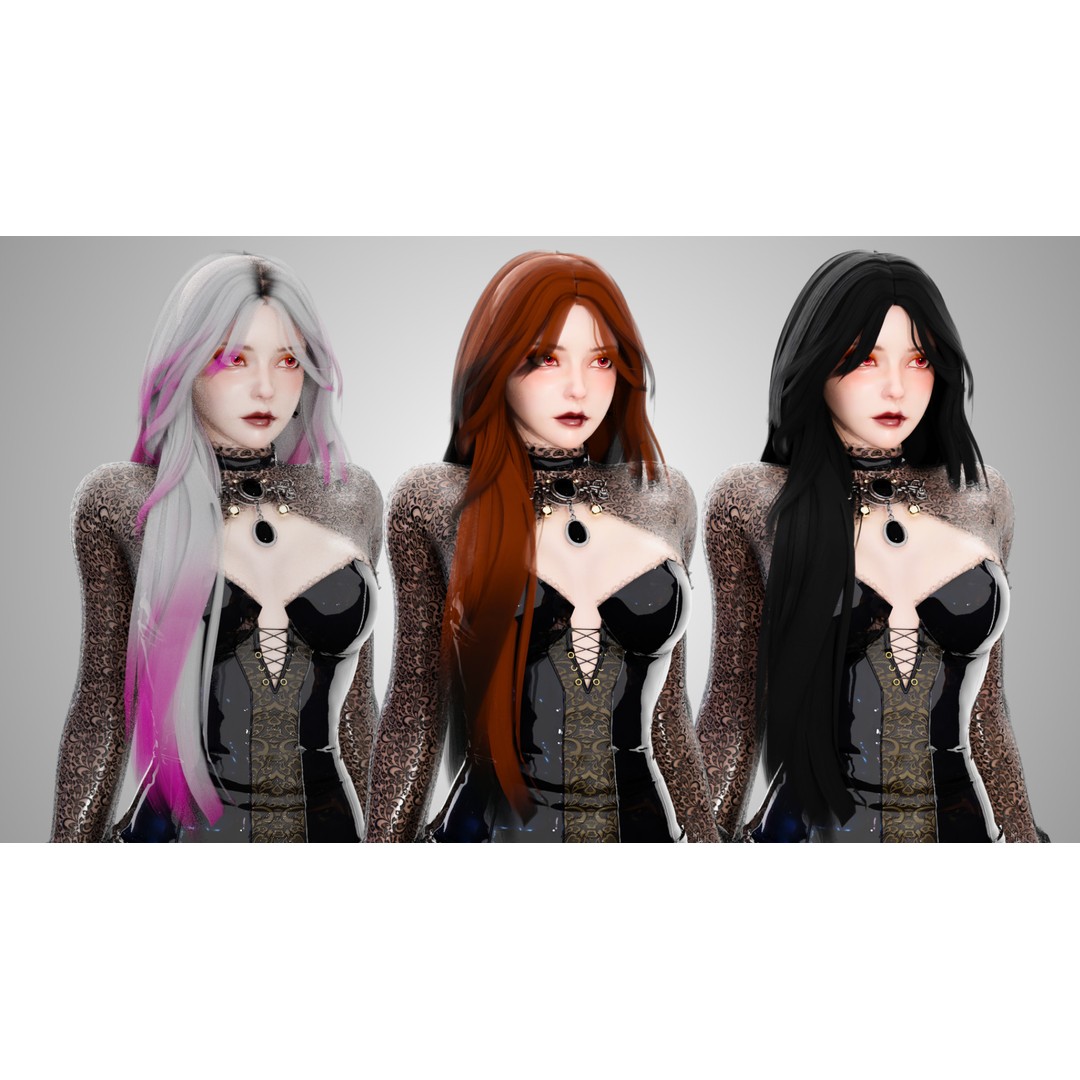 Gothic Vampire Girl 3D Model – Low Poly Rigged Character, FBX - View 8