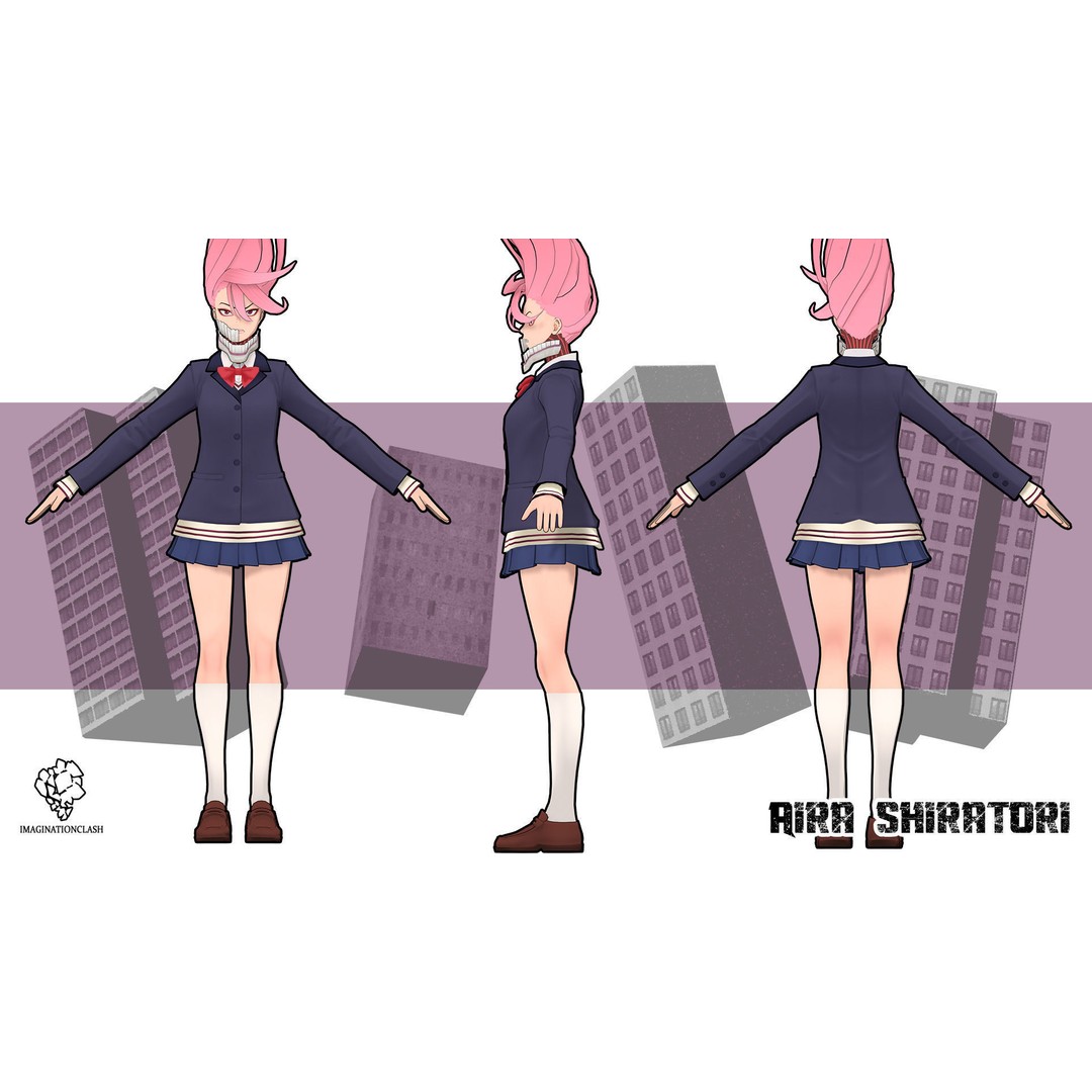 Aira Shiratori 3D Model – Rigged Character with Textures for Blender - View 10
