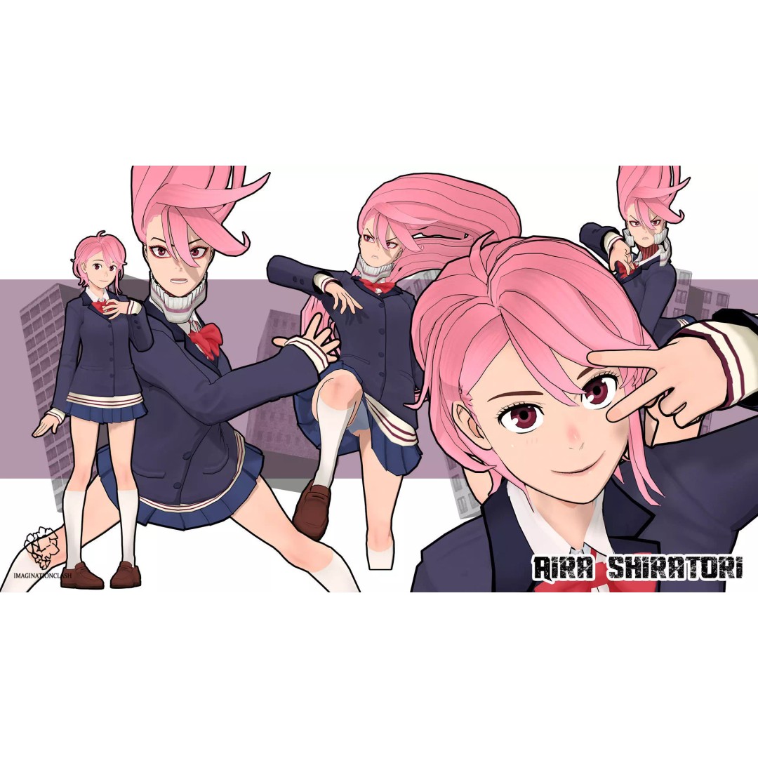 Aira Shiratori 3D Model – Rigged Character with Textures for Blender - View 2