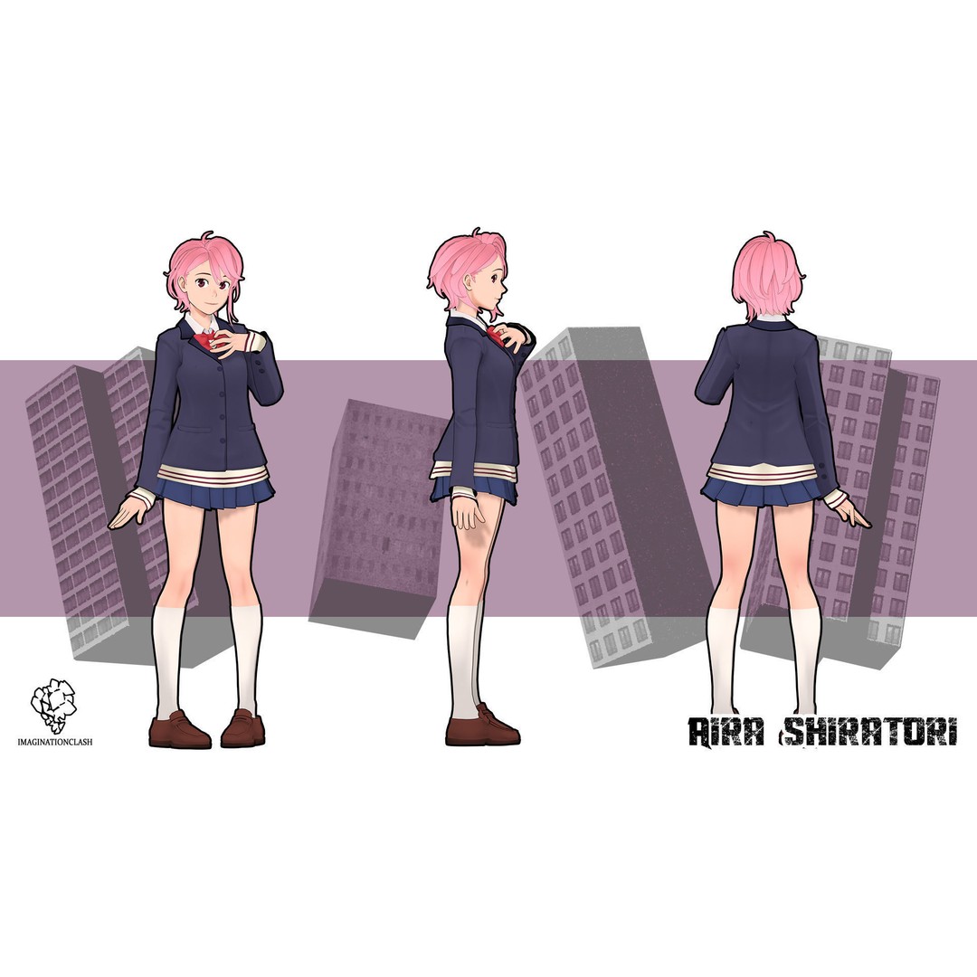 Aira Shiratori 3D Model – Rigged Character with Textures for Blender - View 3