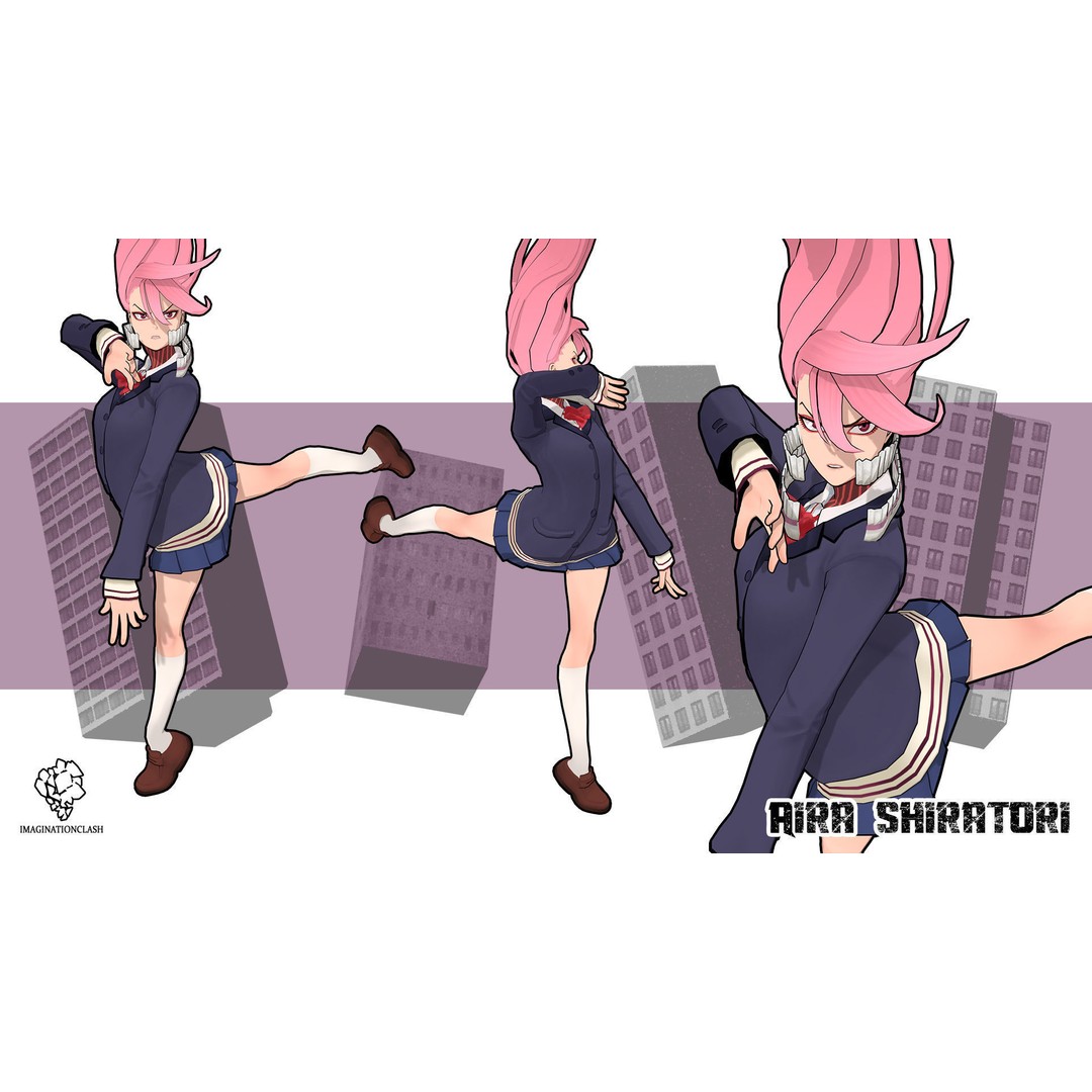 Aira Shiratori 3D Model – Rigged Character with Textures for Blender - View 4