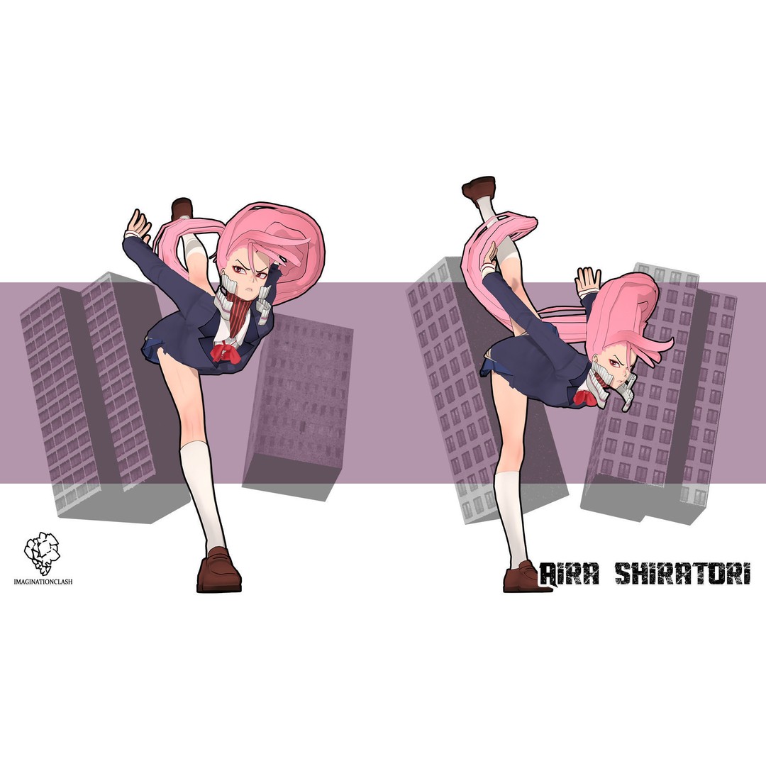Aira Shiratori 3D Model – Rigged Character with Textures for Blender - View 5