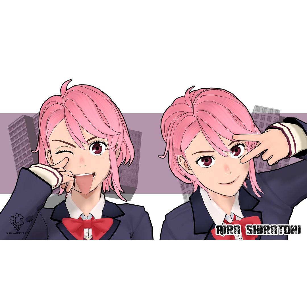 Aira Shiratori 3D Model – Rigged Character with Textures for Blender - View 7