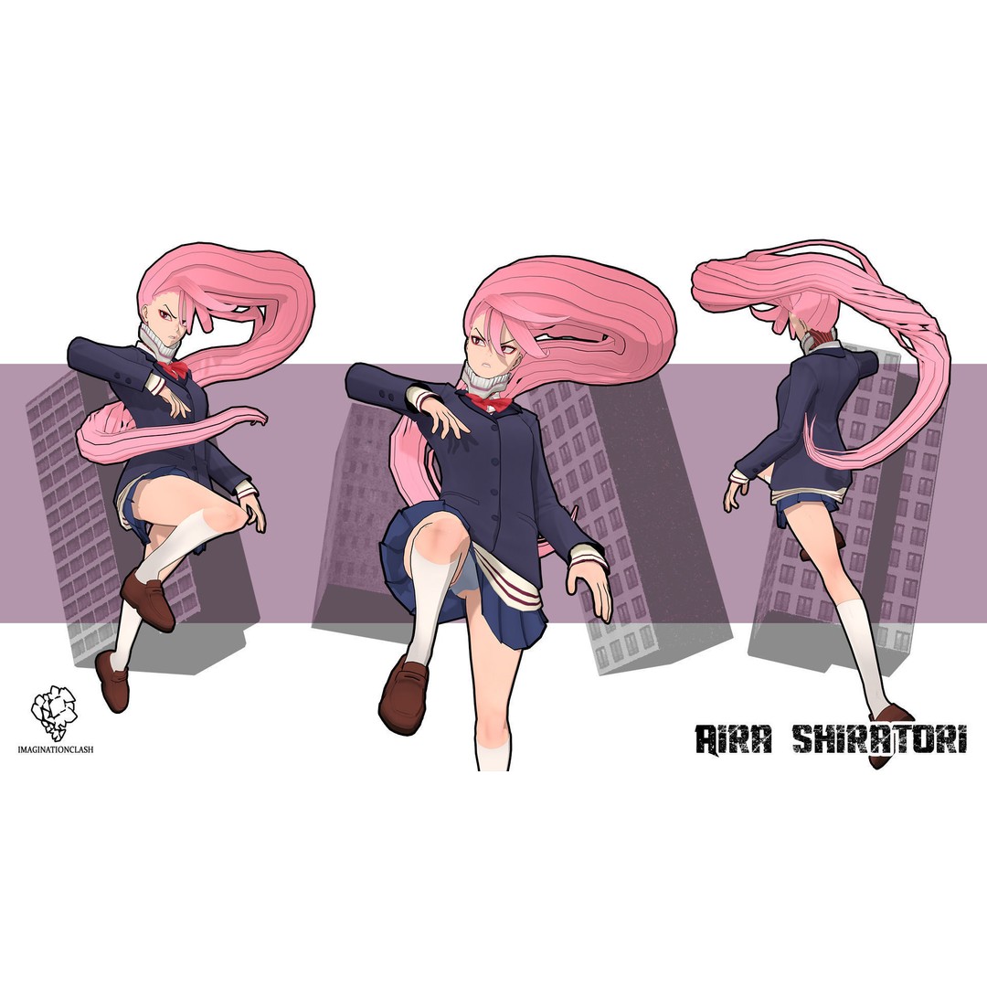 Aira Shiratori 3D Model – Rigged Character with Textures for Blender - View 8