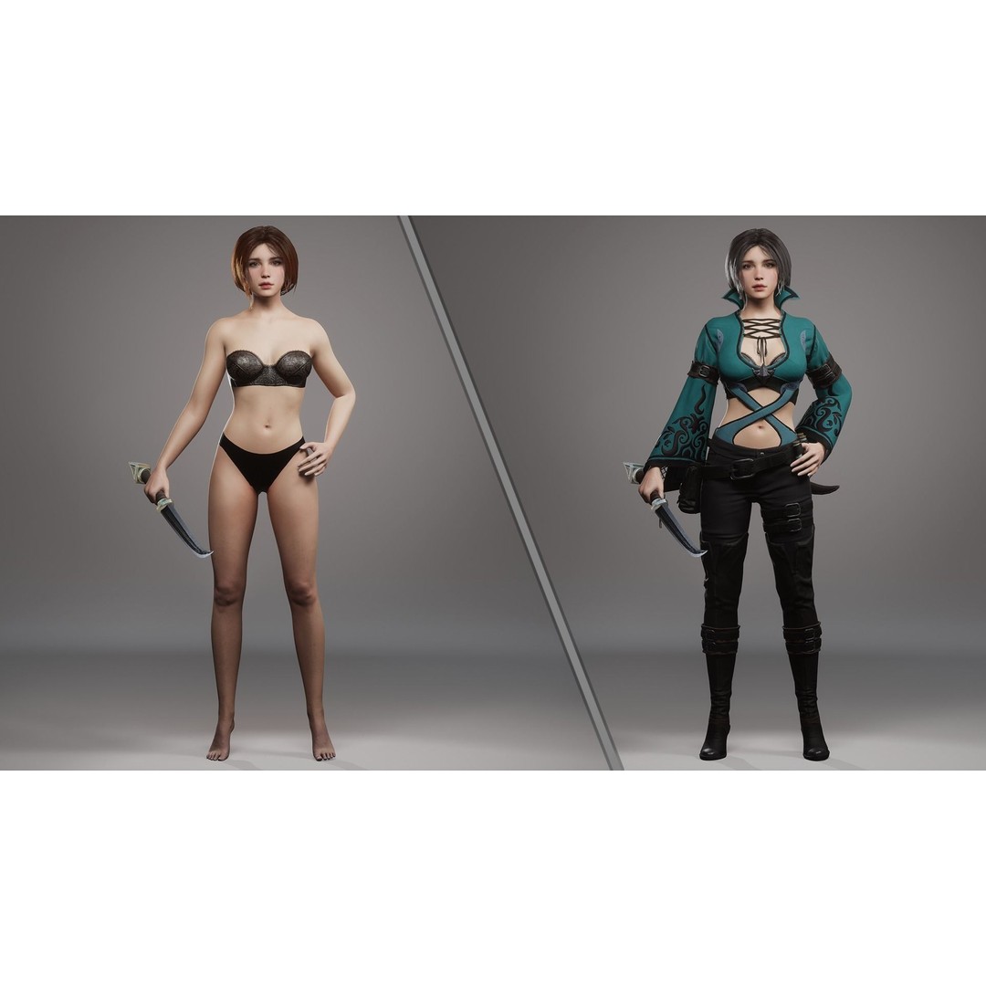 Fantasy Girl 3D Model – Low Poly Rigged Character with PBR Textures - View 4