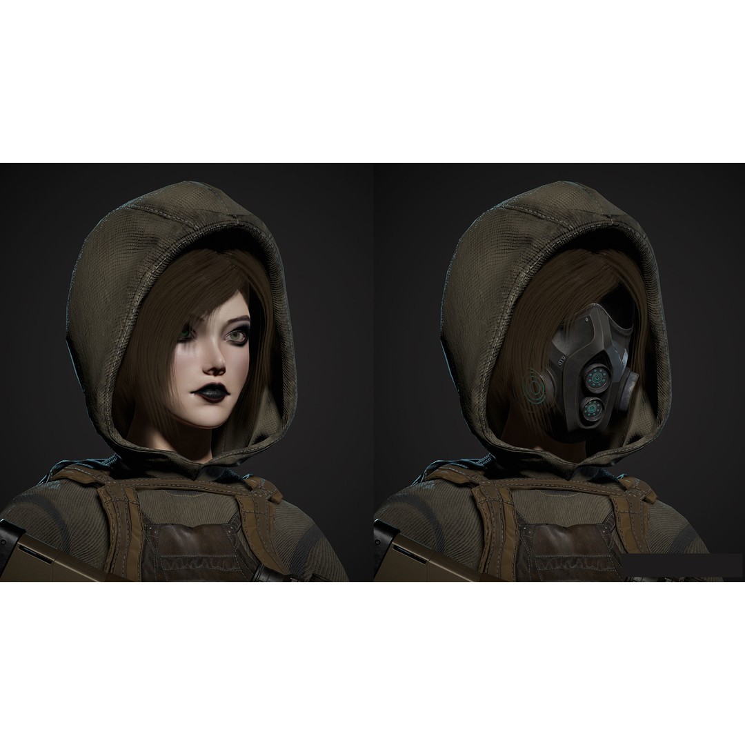 Survivor Man and Lady 3D Model – Low Poly Game Ready Character with PBR Textures - View 10
