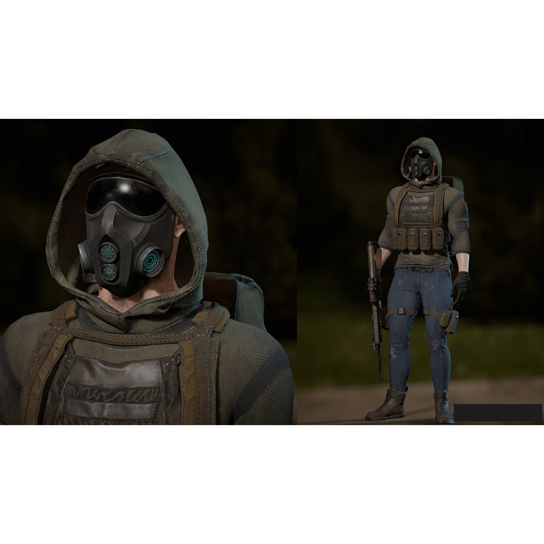 Survivor Man and Lady 3D Model – Low Poly Game Ready Character with PBR Textures - View 15