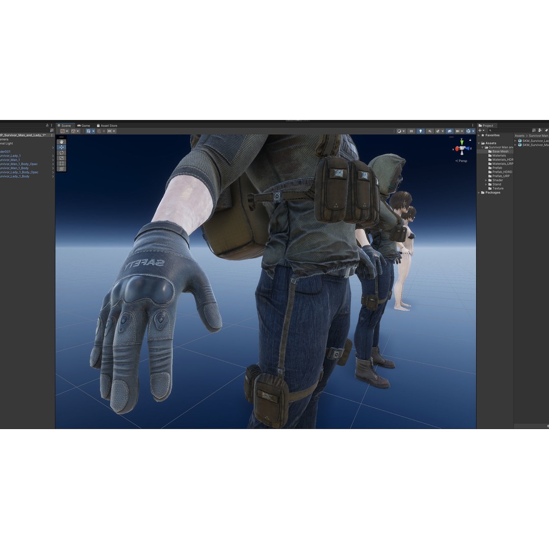 Survivor Man and Lady 3D Model – Low Poly Game Ready Character with PBR Textures - View 26