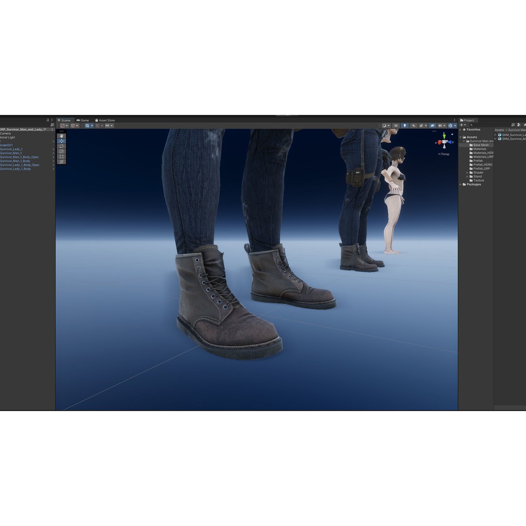 Survivor Man and Lady 3D Model – Low Poly Game Ready Character with PBR Textures - View 27