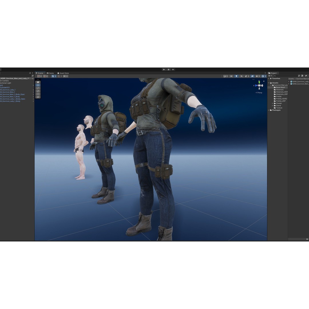 Survivor Man and Lady 3D Model – Low Poly Game Ready Character with PBR Textures - View 28