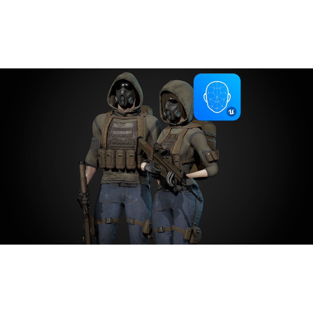 Survivor Man and Lady 3D Model – Low Poly Game Ready Character with PBR Textures - View 3