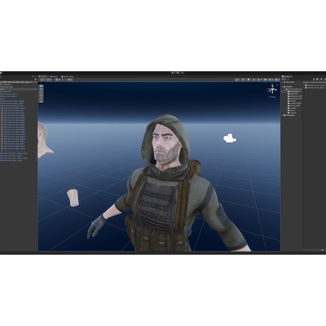 Survivor Man and Lady 3D Model – Low Poly Game Ready Character with PBR Textures - View 30