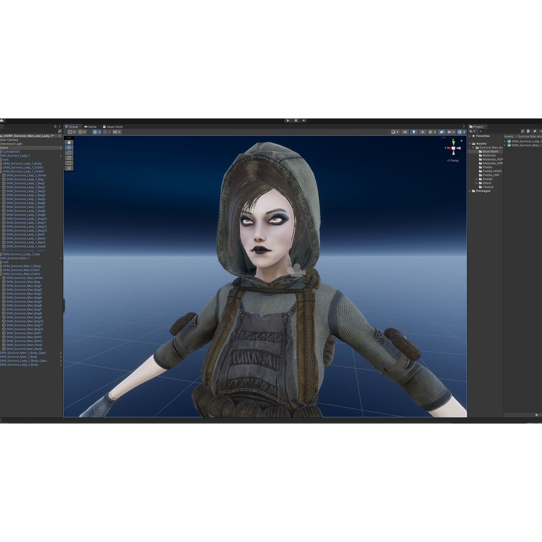 Survivor Man and Lady 3D Model – Low Poly Game Ready Character with PBR Textures - View 31