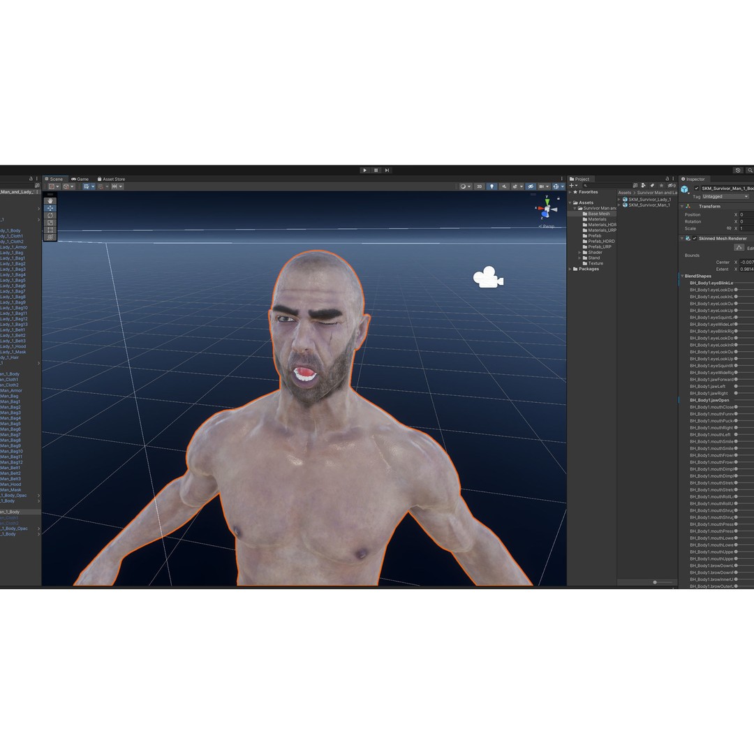 Survivor Man and Lady 3D Model – Low Poly Game Ready Character with PBR Textures - View 33
