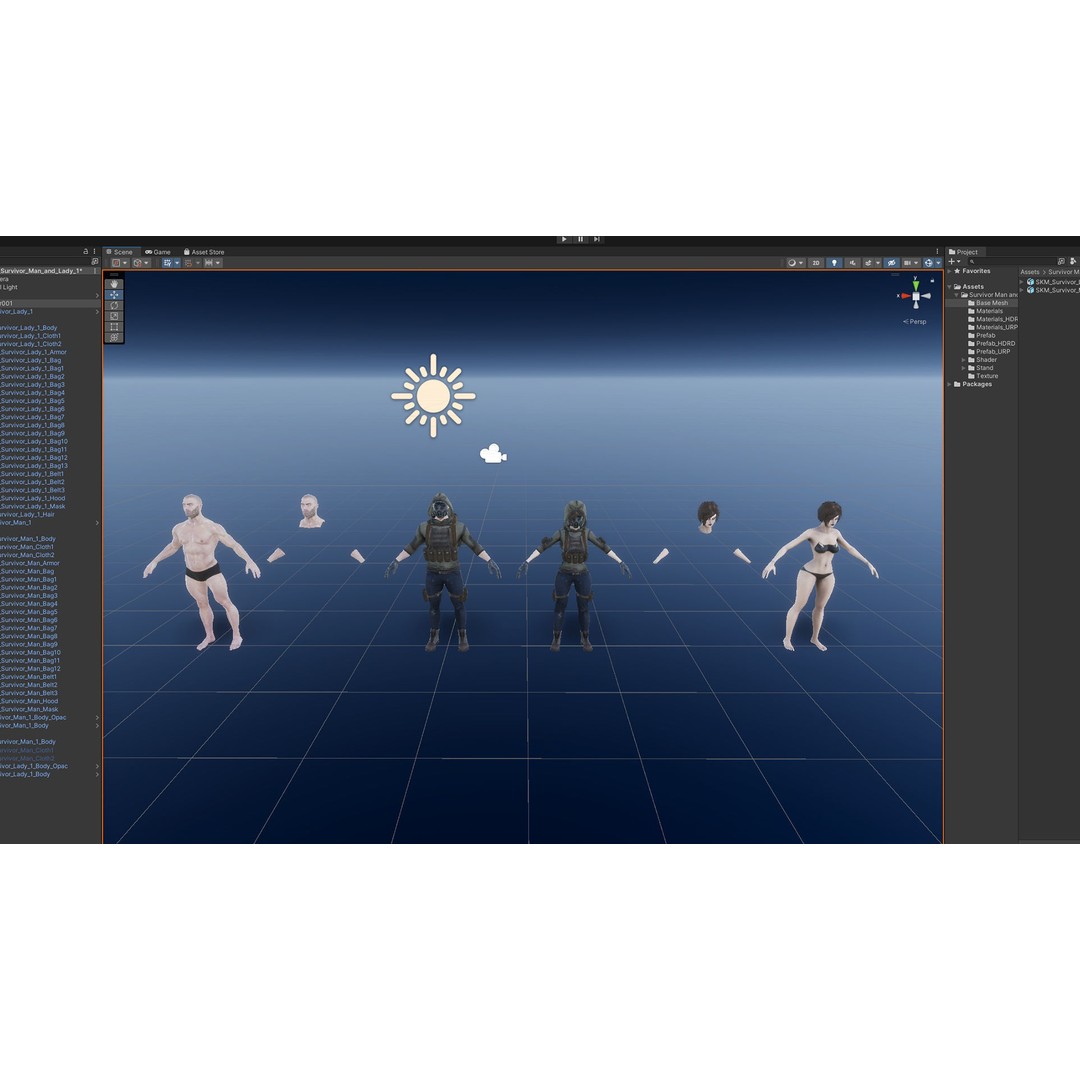 Survivor Man and Lady 3D Model – Low Poly Game Ready Character with PBR Textures - View 35