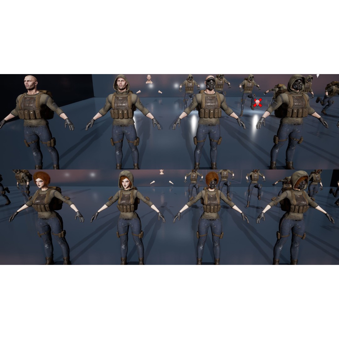 Survivor Man and Lady 3D Model – Low Poly Game Ready Character with PBR Textures - View 36