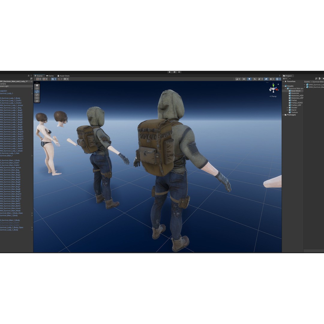 Survivor Man and Lady 3D Model – Low Poly Game Ready Character with PBR Textures - View 39