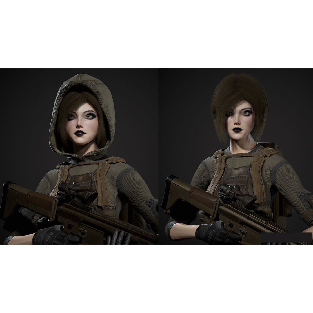 Survivor Man and Lady 3D Model – Low Poly Game Ready Character with PBR Textures - View 7