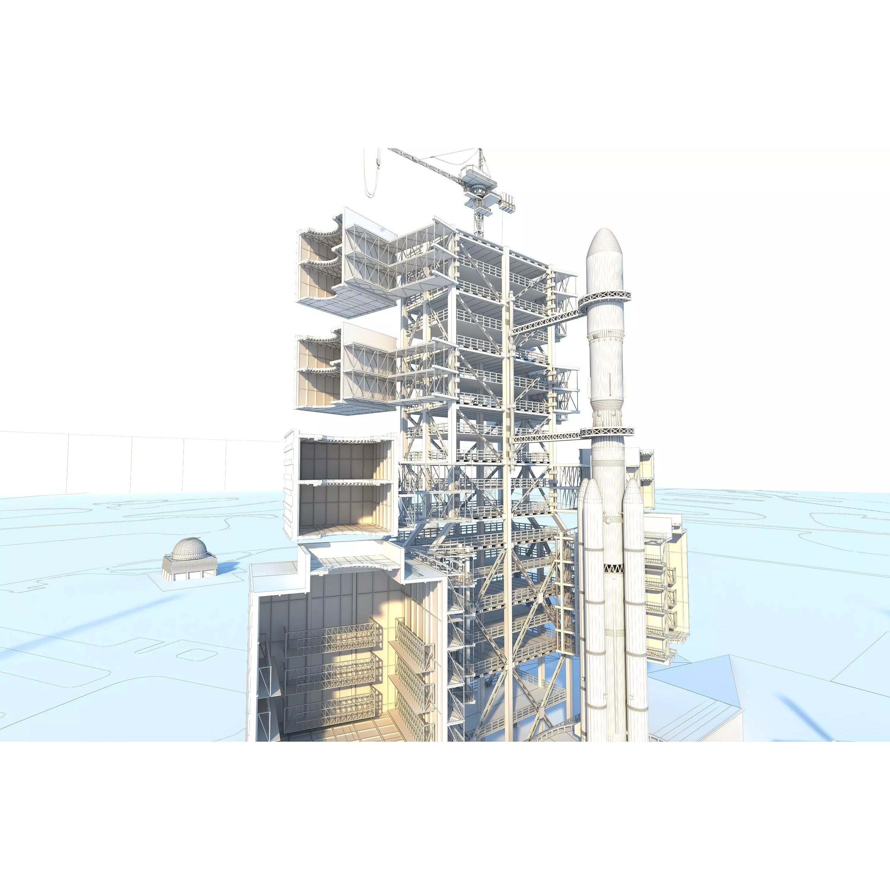 Rocket Launch Pad - Low-Poly Game-Ready 3D Model