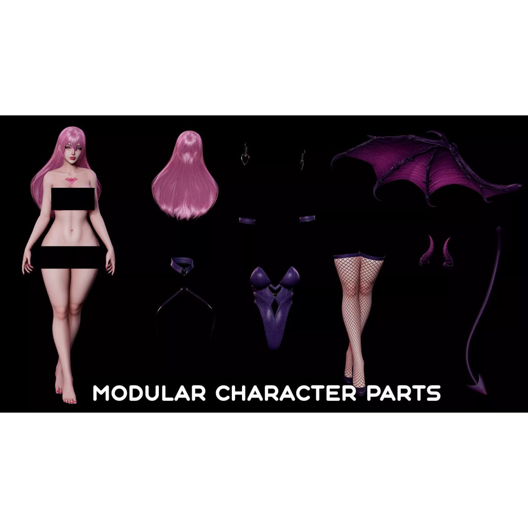 Vespira Succubus 3D Model – Low Poly Game Ready Character, FBX - View 12