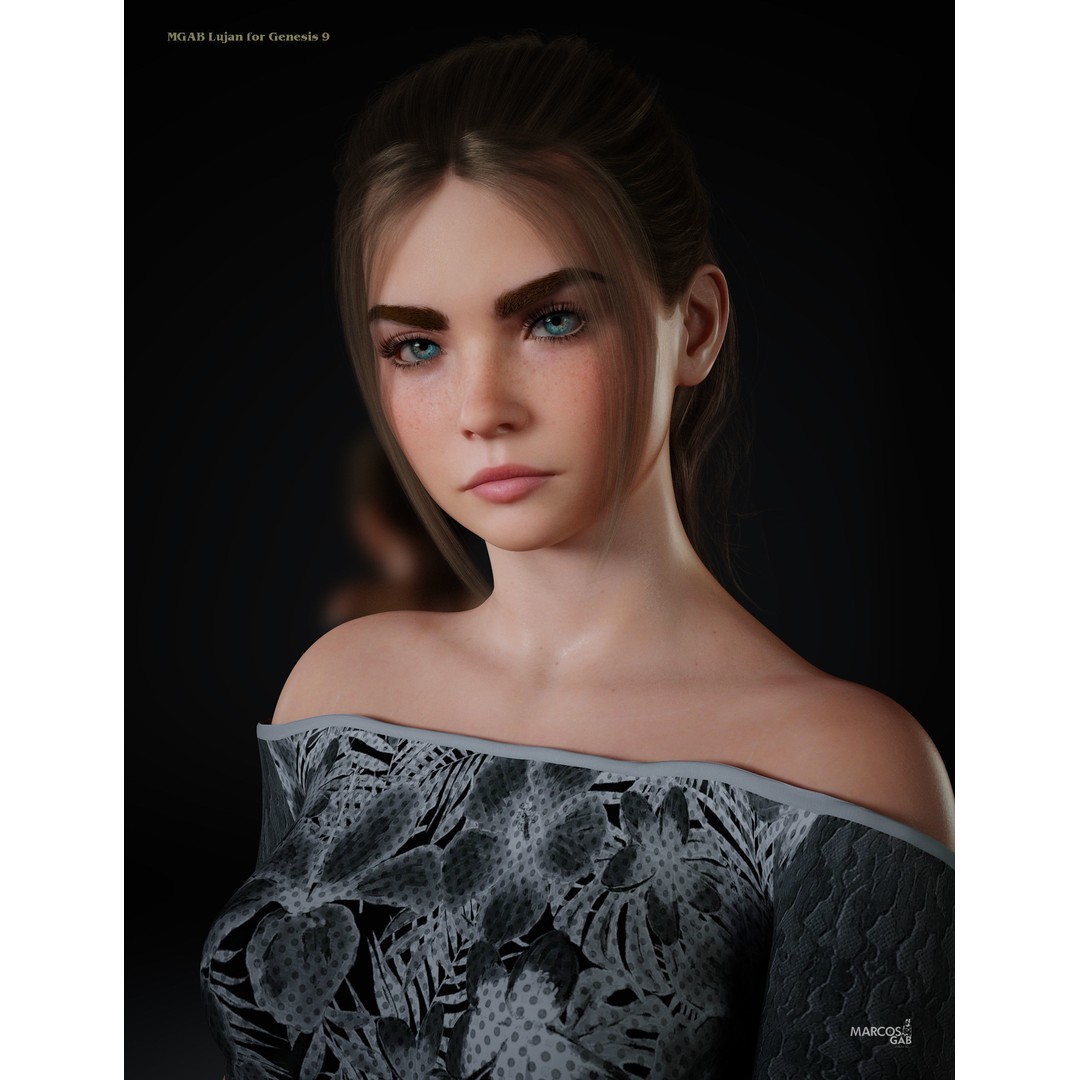 MGAB Lujan 3D Model – Female Character for Genesis 9, Rigged PBR - View 3