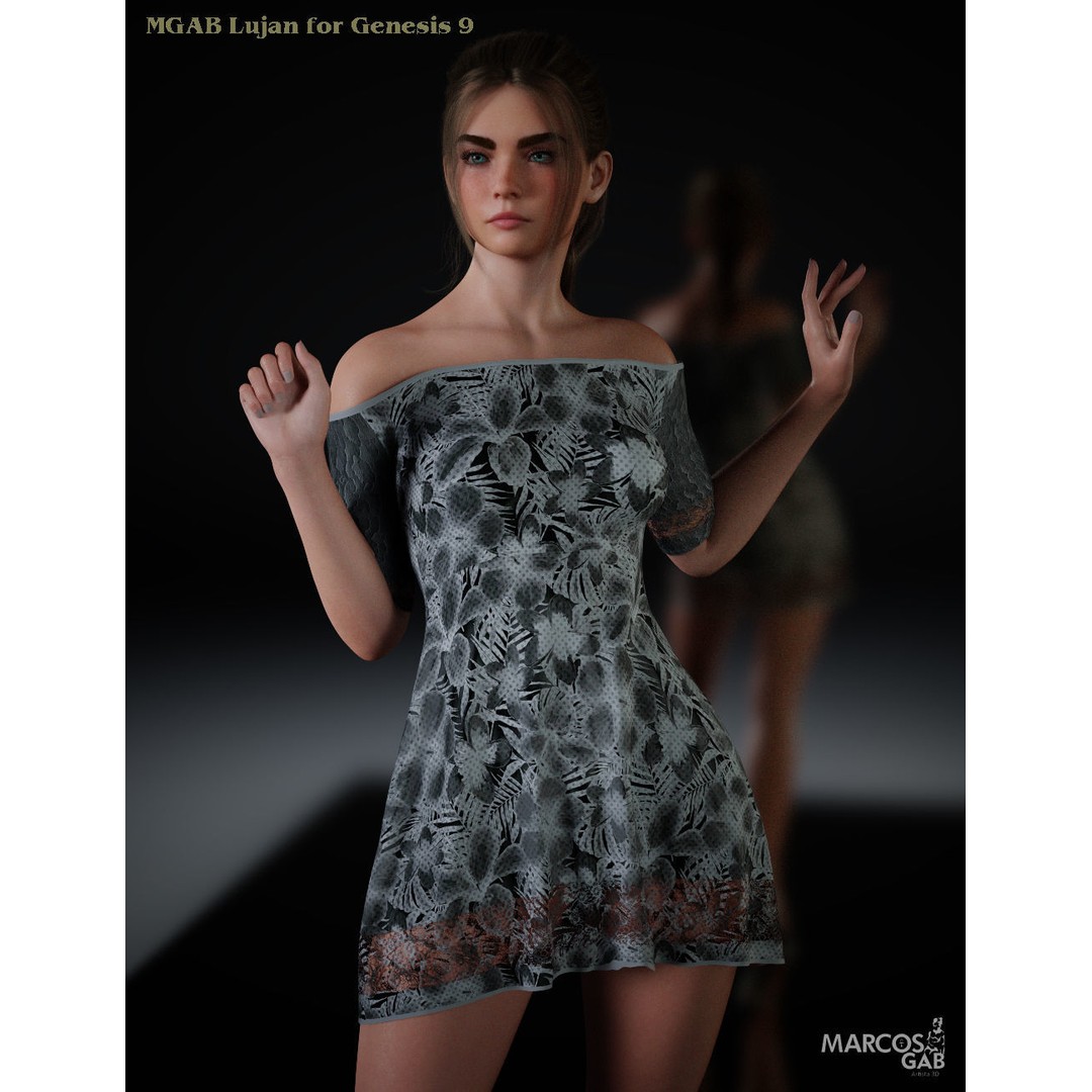 MGAB Lujan 3D Model – Female Character for Genesis 9, Rigged PBR - View 5