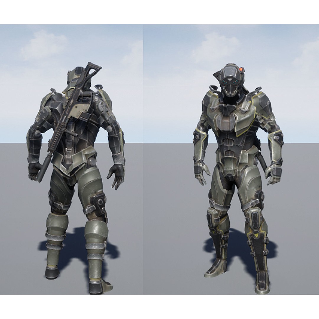 Sci-Fi Soldier 3D Model – Low Poly Rigged Character, FBX