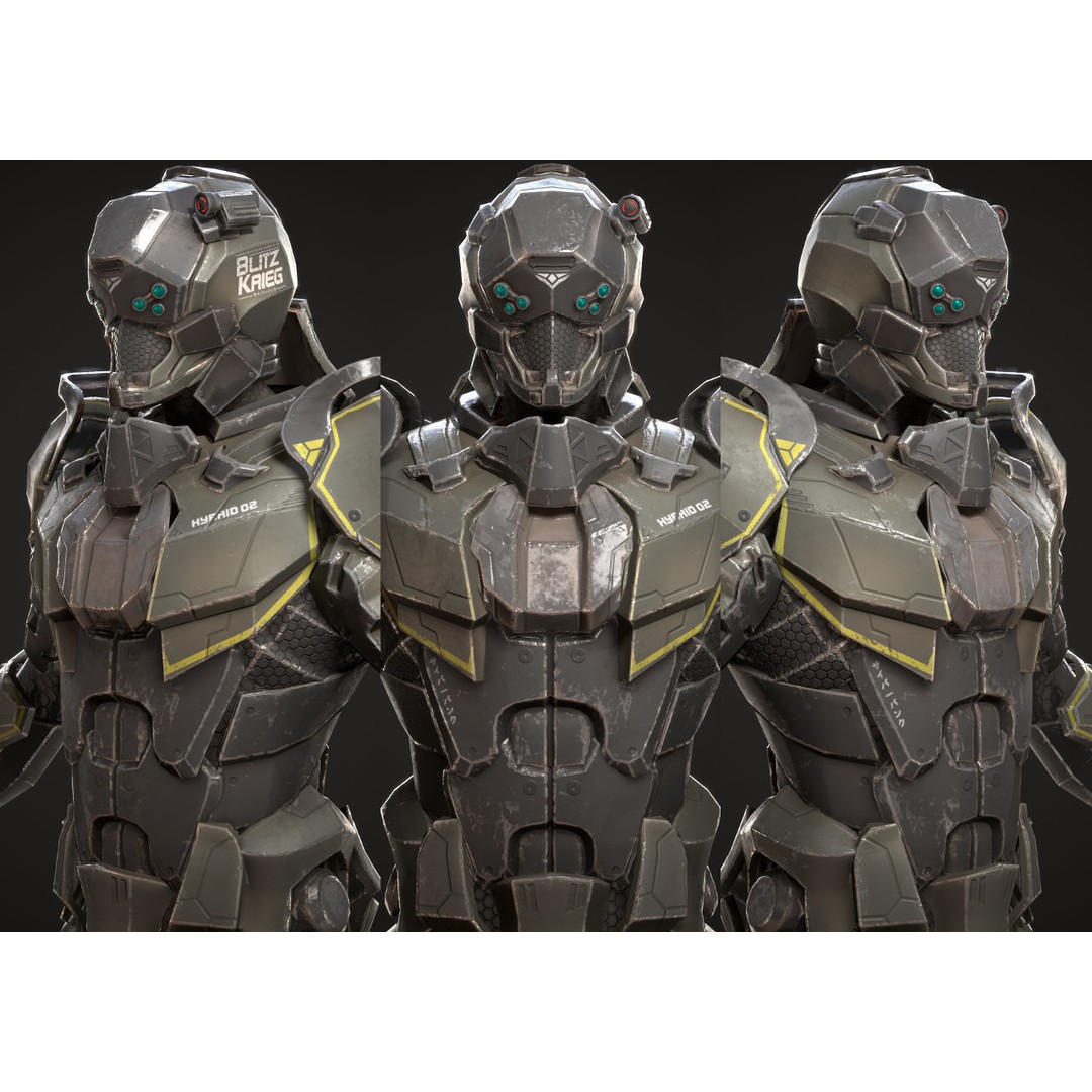 Sci-Fi Soldier 3D Model – Low Poly Rigged Character, FBX - View 3