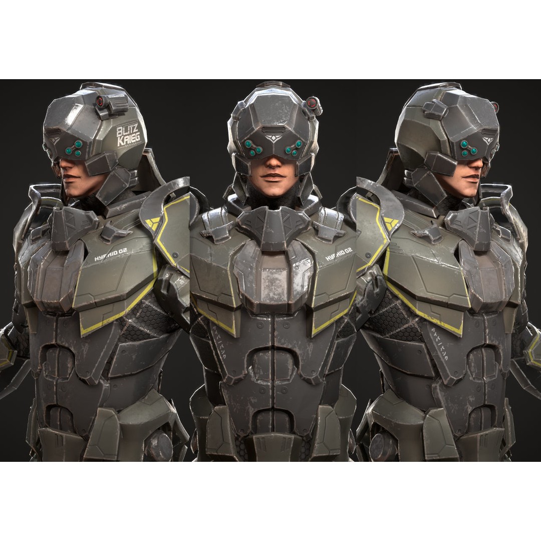 Sci-Fi Soldier 3D Model – Low Poly Rigged Character, FBX - View 4