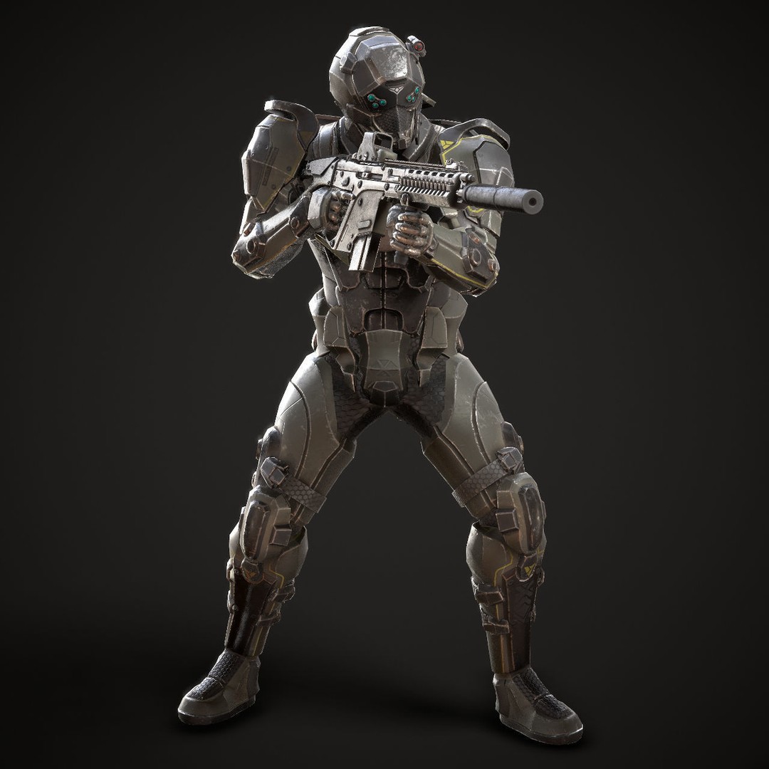 Sci-Fi Soldier 3D Model – Low Poly Rigged Character, FBX - View 6