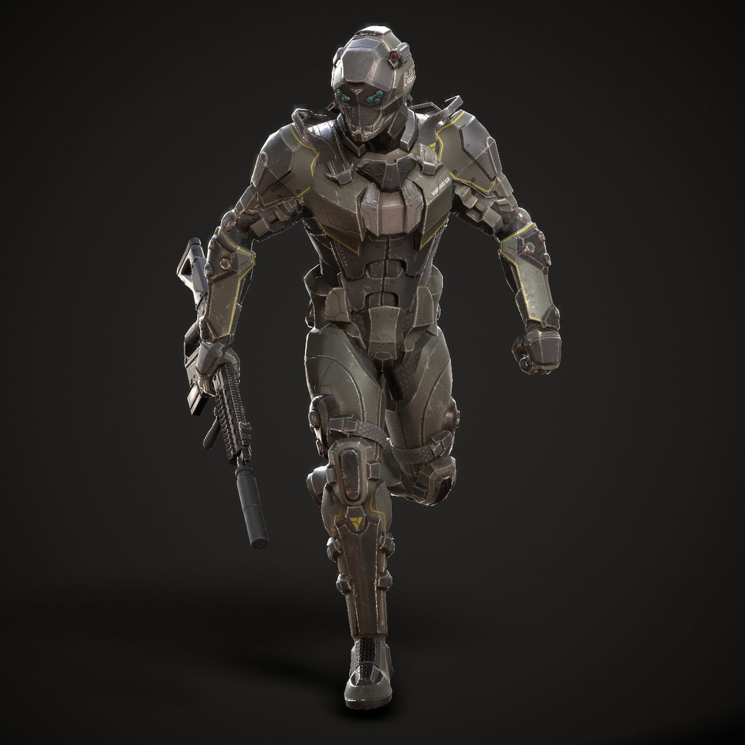 Sci-Fi Soldier 3D Model – Low Poly Rigged Character, FBX - View 7
