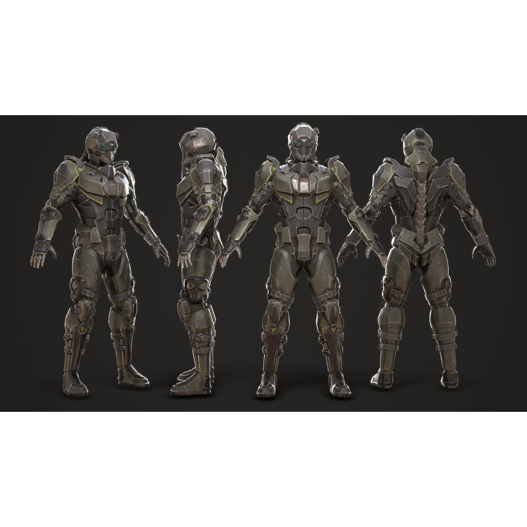 Sci-Fi Soldier 3D Model – Low Poly Rigged Character, FBX - View 8