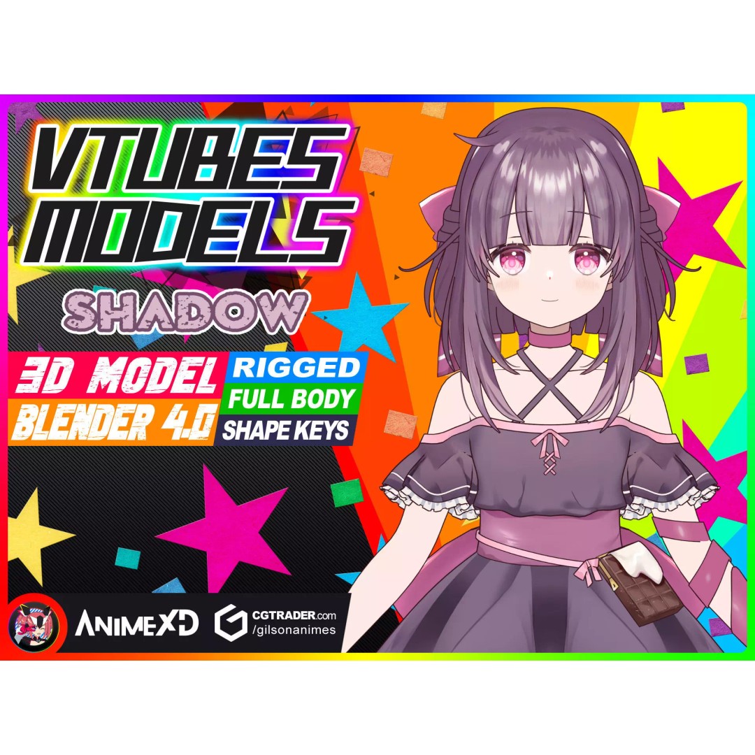 Shadow 3D Model – Anime Character, Rigged for Blender - View 2