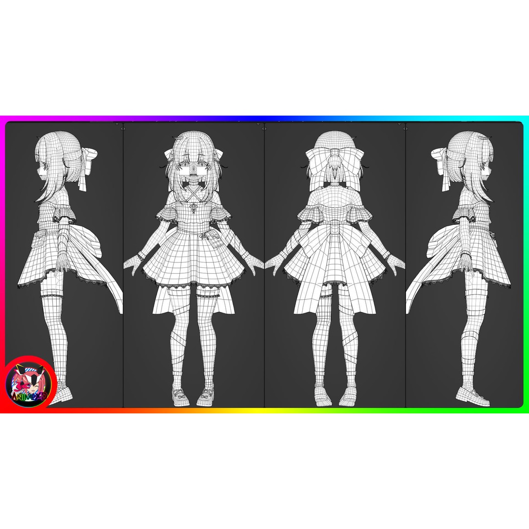 Shadow 3D Model – Anime Character, Rigged for Blender - View 5