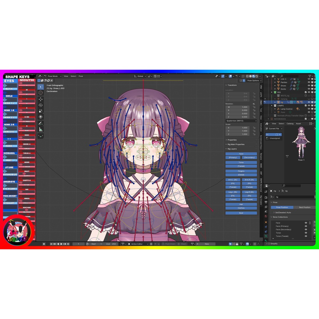 Shadow 3D Model – Anime Character, Rigged for Blender - View 6
