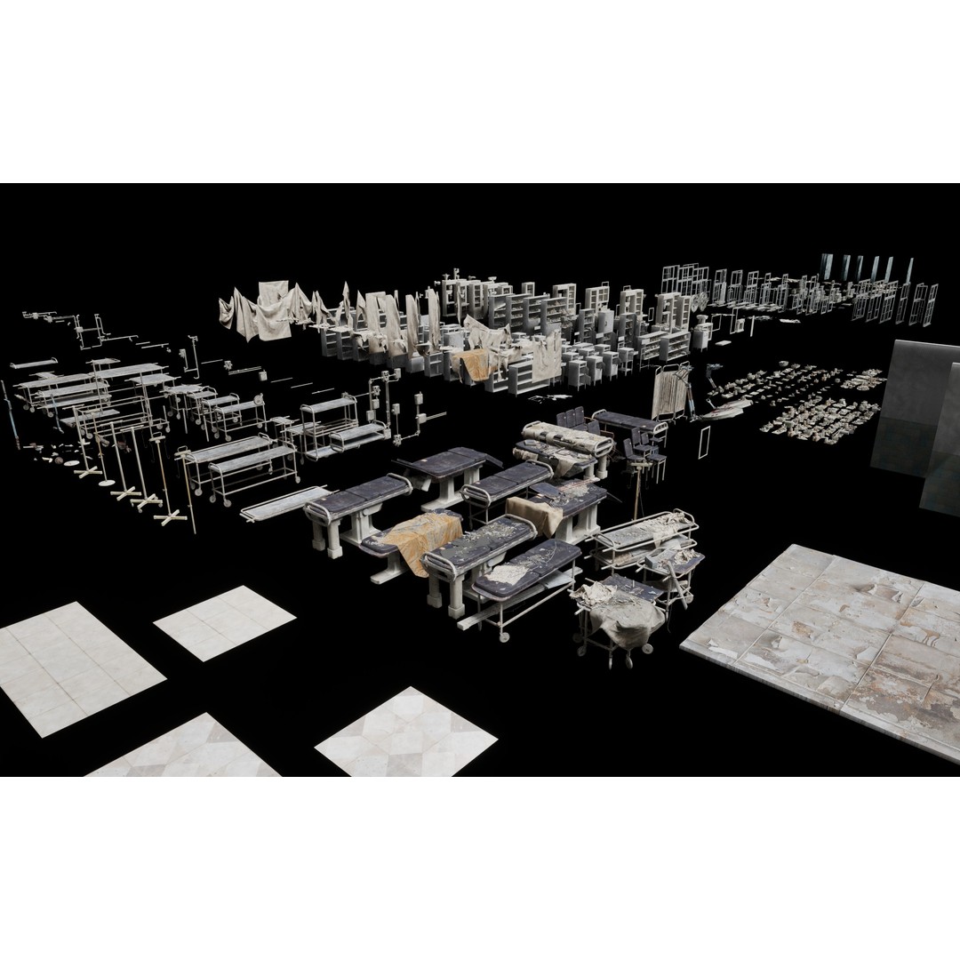 Abandoned Hospital 3D Model – Low Poly Interior Asset, PBR - View 19