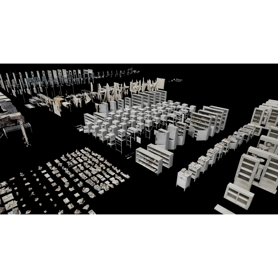 Abandoned Hospital 3D Model – Low Poly Interior Asset, PBR - View 22