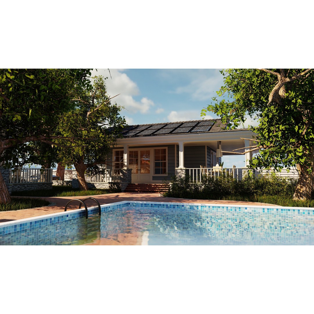 Classic Porch House 3D Model – Low Poly Game Asset, Blender, FBX - View 14