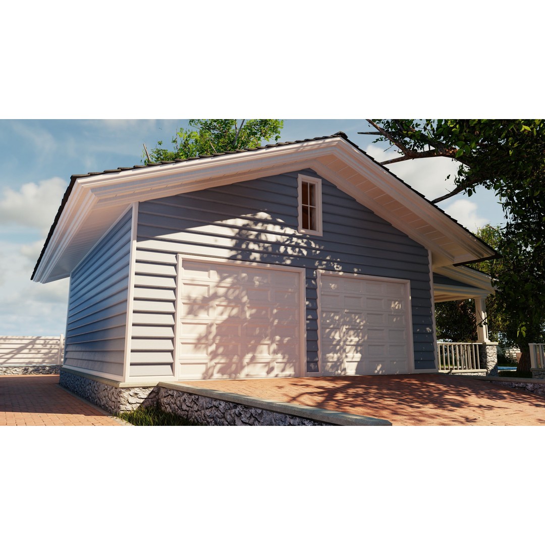 Classic Porch House 3D Model – Low Poly Game Asset, Blender, FBX - View 15
