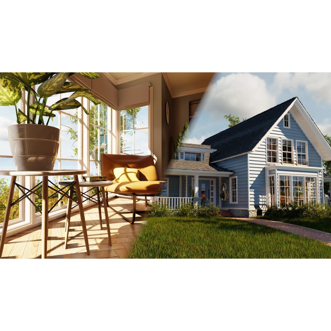 Classic Porch House 3D Model – Low Poly Game Asset, Blender, FBX - View 2