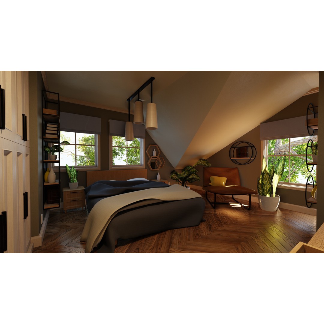 Classic Porch House 3D Model – Low Poly Game Asset, Blender, FBX - View 22