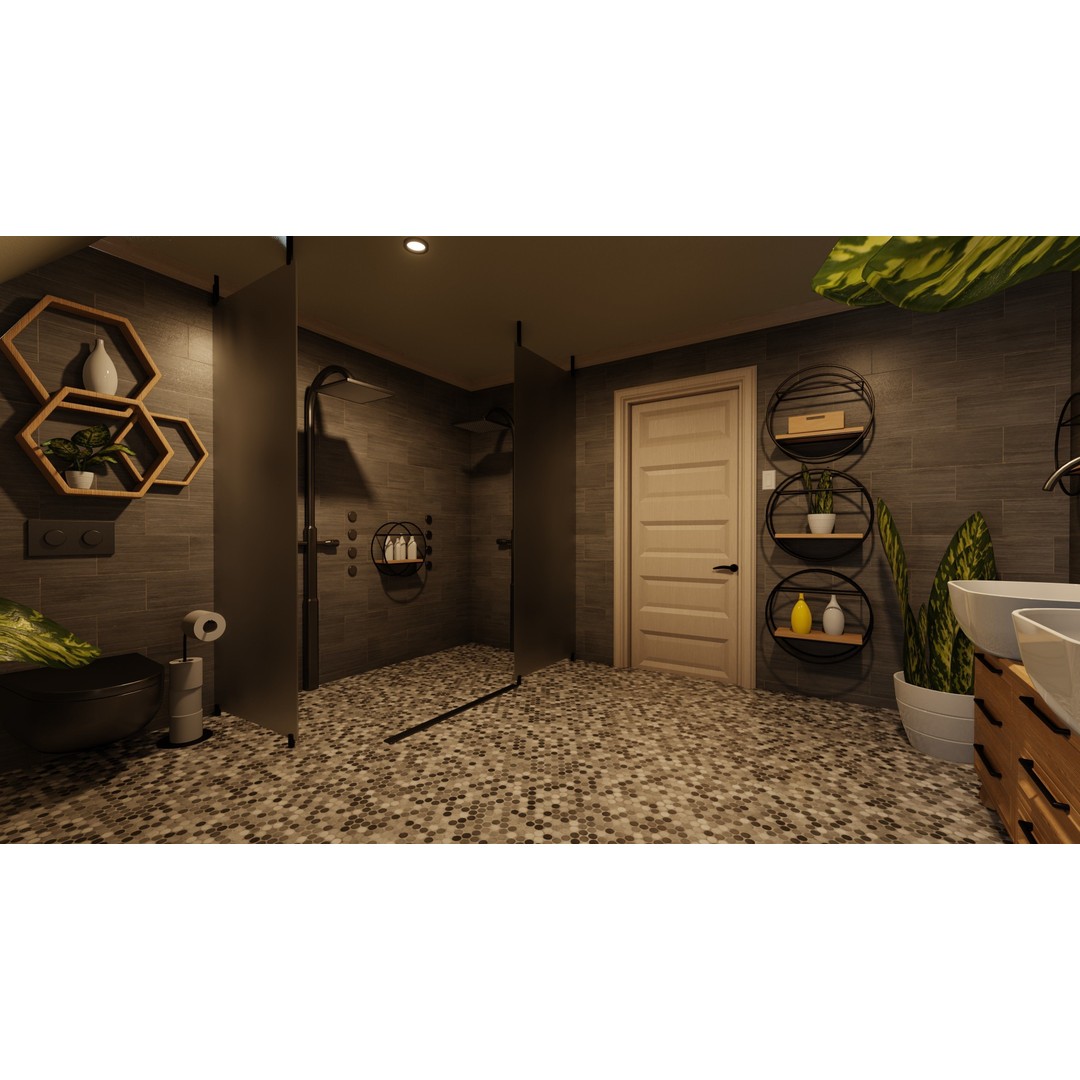 Classic Porch House 3D Model – Low Poly Game Asset, Blender, FBX - View 25