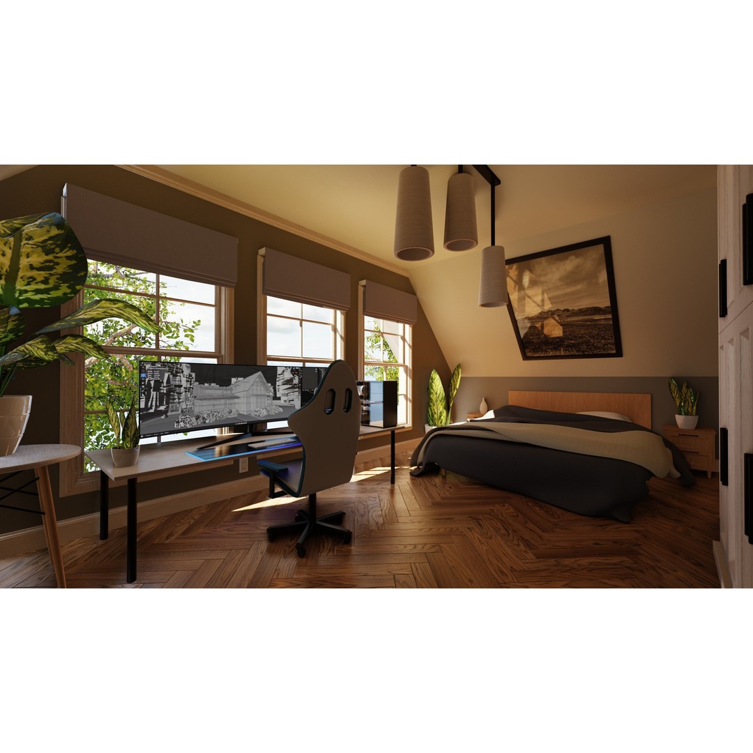 Classic Porch House 3D Model – Low Poly Game Asset, Blender, FBX - View 26