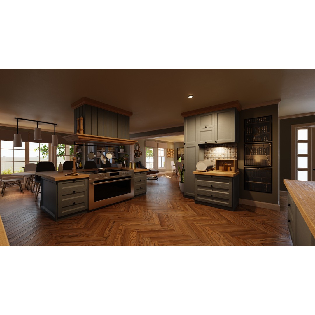Classic Porch House 3D Model – Low Poly Game Asset, Blender, FBX - View 32