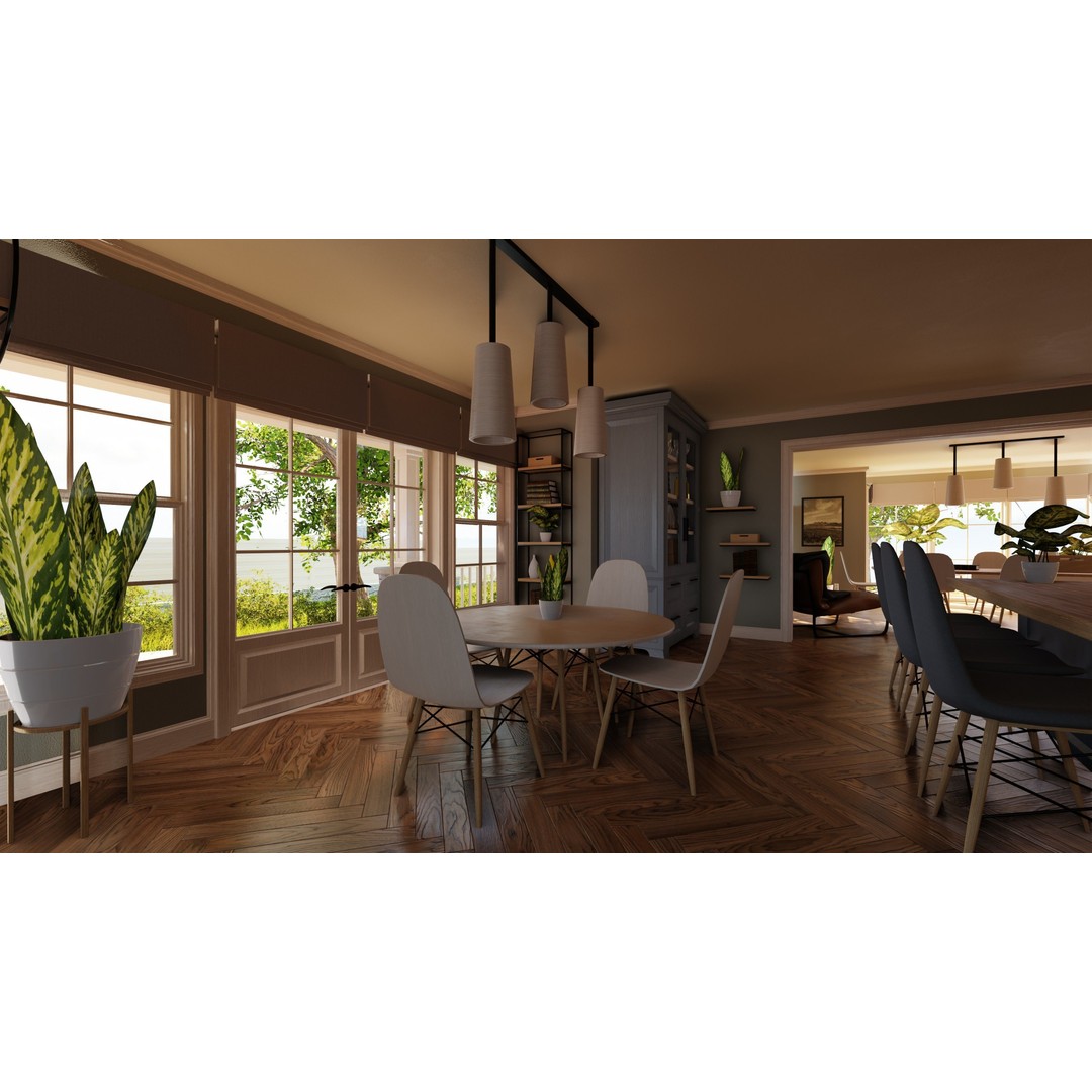 Classic Porch House 3D Model – Low Poly Game Asset, Blender, FBX - View 33