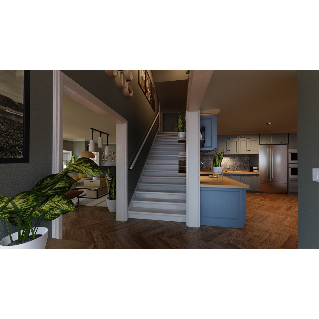 Classic Porch House 3D Model – Low Poly Game Asset, Blender, FBX - View 40