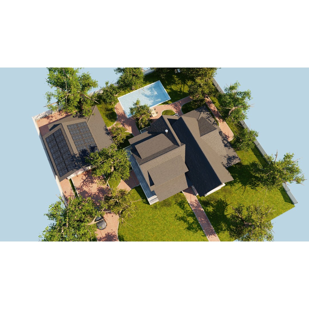 Classic Porch House 3D Model – Low Poly Game Asset, Blender, FBX - View 51