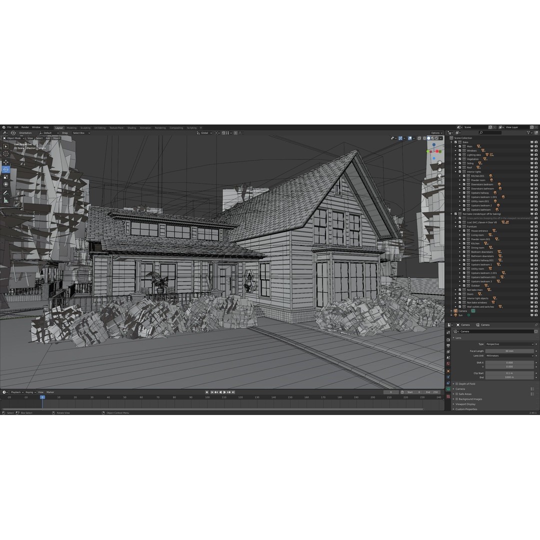 Classic Porch House 3D Model – Low Poly Game Asset, Blender, FBX - View 52