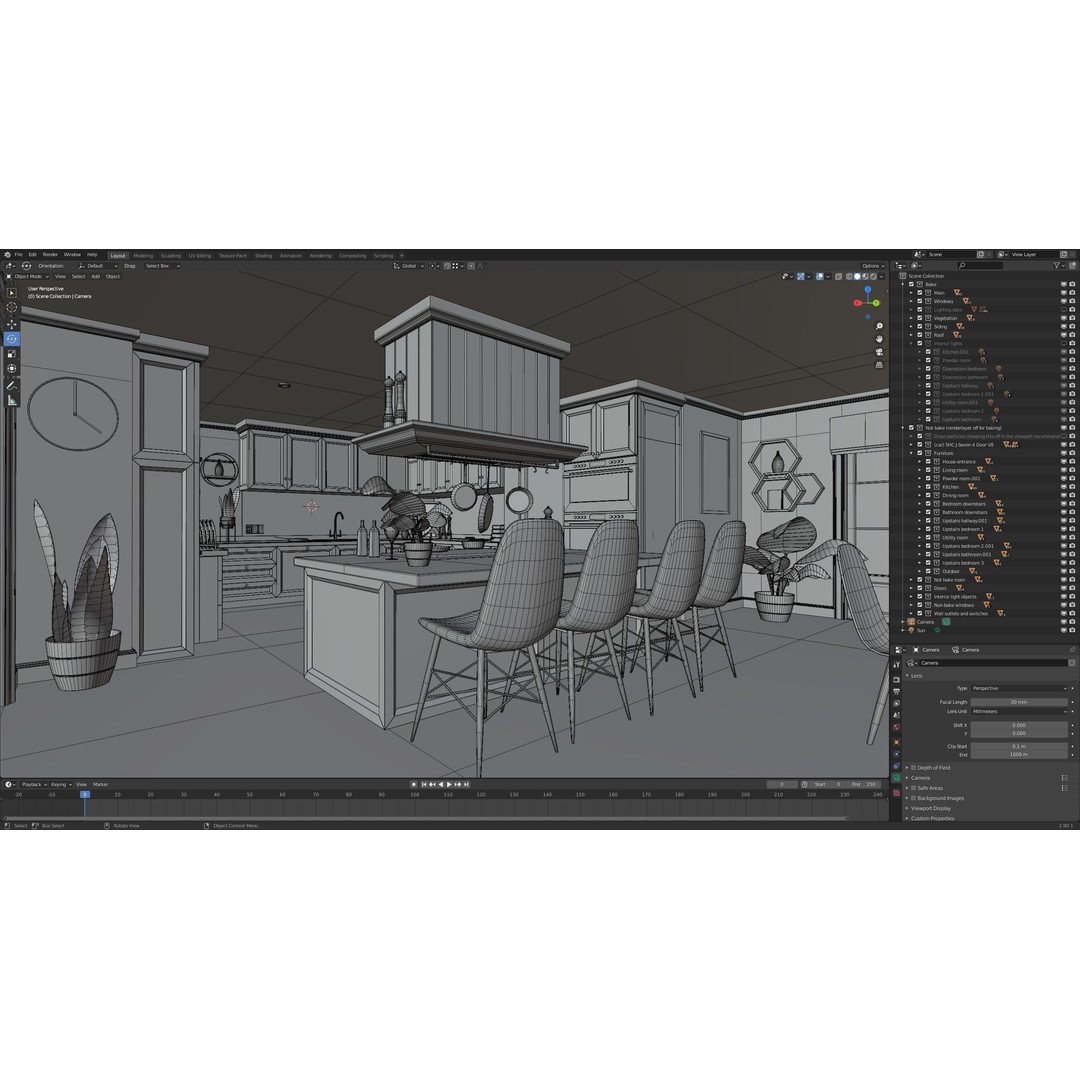 Classic Porch House 3D Model – Low Poly Game Asset, Blender, FBX - View 54