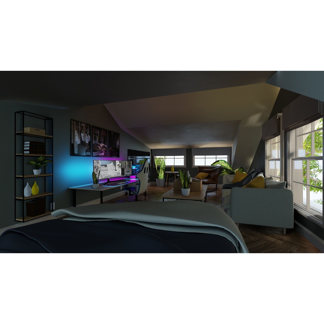 Classic Porch House 3D Model – Low Poly Game Asset, Blender, FBX - View 8